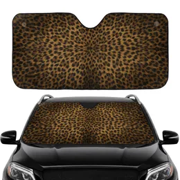 High-Detail Realistic Leopard Fur Golden Brown Charcoal - Car Interior Auto Accessory Upgrade Car Sunshade