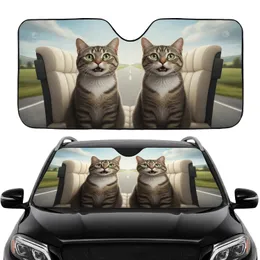 Tabby Cats Wide Green Eyes Open Mouth Car Interior Upgrade - Cat Lover Gift Car Sunshade