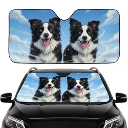 Border Collies Blue Sky Adventure - Road Trip Gift for Dog Lovers Car Sunshade