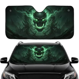 Menacing Cracked Skull Spectral Green Flames Ancient Realm - Essential Car Interior Upgrade Car Sunshade