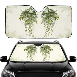 Ornate Fountain Botanical Cascade Green Foliage - Travel Essentials Car Sunshade