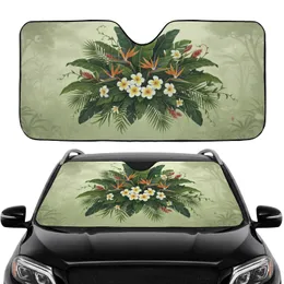 Lush Tropical Foliage Banana Plumeria Bird of Paradise - Commute Accessory Car Sunshade