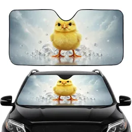 Fluffy Yellow Baby Chick Sparkling Diamond Gems Car Interior Upgrade Travel Essentials Car Sunshade