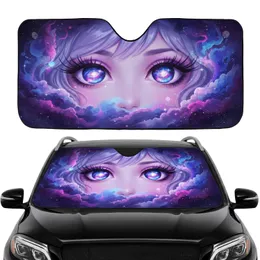 Cosmic Galaxy Anime Eyes Purple Hair - Car Interior Upgrade Car Sunshade