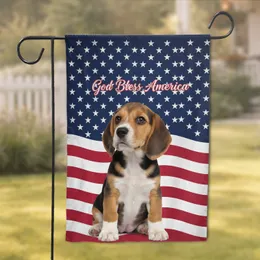 Beagle Puppy American Flag God Bless America - Patriotic Home Decor Gift for Dog Lovers Garden Flag