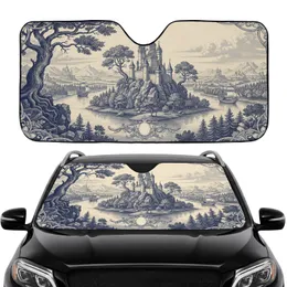 Multi-Turreted Castle Sailing Ships Landscape - Car Interior Upgrade for Fantasy Lover Car Sunshade