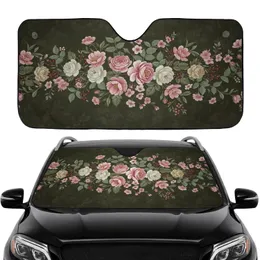 Dense Floral Bloom Green Leaves Berry Clusters - Car Interior Upgrade Car Sunshade