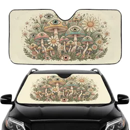 Psychedelic Mushrooms Mystical All-Seeing Eye Groovy Daisies - Car Interior Upgrade Car Sunshade