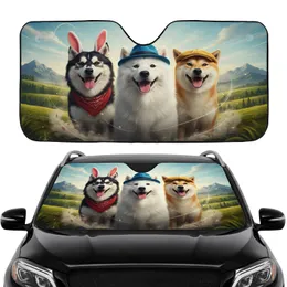 Husky Samoyed Shiba Inu Adventure Dogs - Road Trip Gift for Dog Lover Car Sunshade