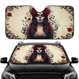 Calavera Woman Red Roses Filigree Day of the Dead - Car Interior Upgrade Car Sunshade