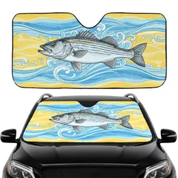 Striped Bass Dynamic Water Currents Sunlit Aquatic Scene - Road Trip Gift for Angler Car Sunshade