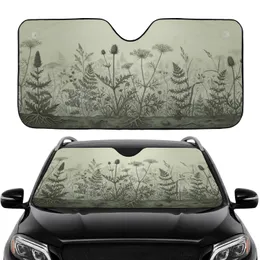 Realistic Botanical Meadow Wildflowers Queen Anne's Lace Thistle Car Interior Upgrade Car Sunshade