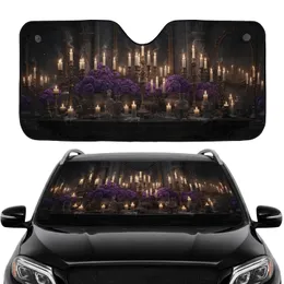 Ornate Antique Candelabras Lit Candles Floral Vases Dark Interior Car Interior Upgrade Car Sunshade