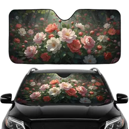 Blossoming Pink Coral White Floral Field Lush Botanical Bloom - Car Interior Upgrade Car Sunshade