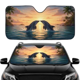 Bottlenose Dolphins Sunset Ocean - Car Interior Upgrade for Dolphin Lover Car Sunshade