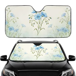 Vibrant Blue Flax Flowers with Green Stems Car Interior Upgrade Car Sunshade