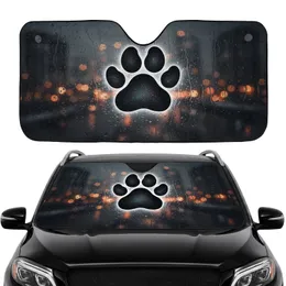 Deep Black Paw Print Rain Bokeh City Night - Cinematic Urban Car Interior Upgrade Car Sunshade
