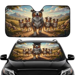 Australian Shepherds Open Road Landscape - Road Trip Gift for Australian Shepherd Lover Car Sunshade