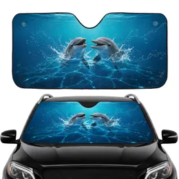 Playful Bottlenose Dolphins Ocean Water Splashing - Car Interior Upgrade Dolphin Lover Gift Car Sunshade