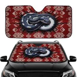 Coiled Viper Snake Crimson Red Eyes Black Scales White Underbelly - Automotive Interior Upgrade Car Sunshade