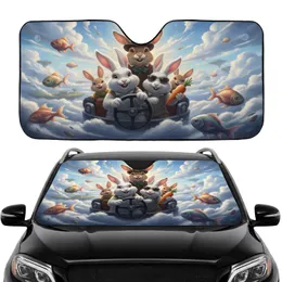 Anthropomorphic Rabbit Family Journey Flying Fish - Road Trip Gift Car Sunshade