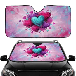 Painterly Hearts Varied Sizes Brushstroke Textures Abstract Swirls Car Interior Upgrade Car Sunshade