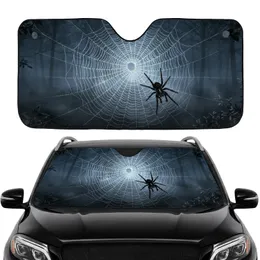 Glow White Spiderweb Dew Drop Black Spider Nocturnal Forest - Car Interior Upgrade Car Sunshade