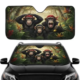 Comical Chimpanzees Jungle Banana - Car Interior Upgrade Wildlife Lover Gift Car Sunshade