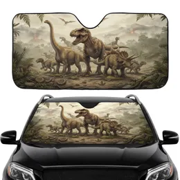 Majestic Prehistoric Dinosaurs T-Rex Brontosaurus Stegosaurus - Car Interior Upgrade Car Sunshade