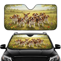 Joyful Beagles Sun-Drenched Hills - Road Trip Car Interior Upgrade for Dog Lovers Car Sunshade