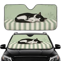Plush Striped Surface Sleeping Curled Cat - Car Interior Upgrade for Cat Owners Car Sunshade
