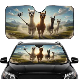 Alpacas with Sunglasses Selfie Adventure - Road Trip Gift for Alpaca Lover Car Sunshade