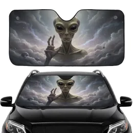Grey Alien Almond Eyes Cosmic Dust Nebula Interstellar Sky - Car Interior Upgrade Car Sunshade