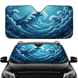 Continuous Aquatic Deep Sea Ocean Waves Water Ripples Foam Swirls Car Interior Upgrade Car Sunshade
