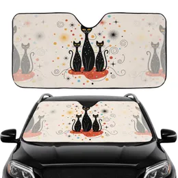 Black Cat Trio Atomic Starburst Road Trip Gift for Cat Lover Car Sunshade