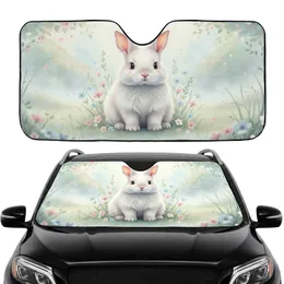 Fluffy Baby Bunny Pastel Wildflowers Spring Meadow Car Interior Upgrade Car Sunshade