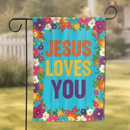 Jesus Loves You Floral Wood Plank - Christian Home Decor Gift Garden Flag