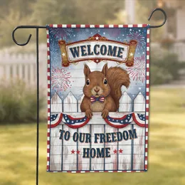 Patriotic Squirrel Picket Fence - America's 250th Anniversary Home Decor Garden Flag