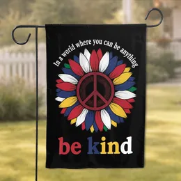Patriotic 'In A World Be Kind' Sunflower Peace Sign Home Decor Gift Garden Flag