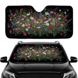 Daisies Poppies Lupines Wildflower Meadow Botanical Foliage - Car Interior Upgrade Car Sunshade
