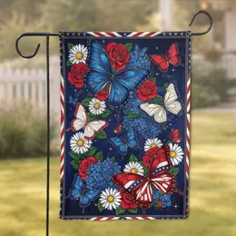 Patriotic Butterflies Floral - USA 250th Anniversary Independence Day Celebration Garden Flag