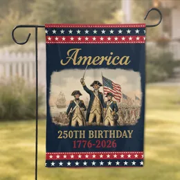 American Flags George Washington Revolutionary War Scene - America 250th Anniversary Veterans Gift Garden Flag