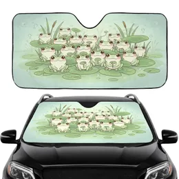Frogs Lily Pads Pond Ecosystem Aquatic Flora Car Interior Upgrade for Frog Lovers Car Sunshade