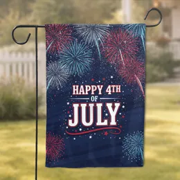 Happy 4th July Patriotic Fireworks Stars - USA 250th Anniversary Garden Flag