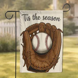 Vintage Baseball Glove 'Tis the Season Patriotic Home Decor - Baseball Fan Gift Garden Flag