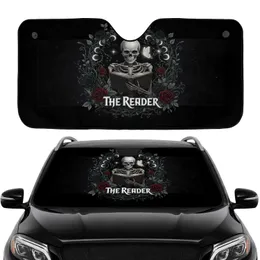 Gothic Skeletal Reader Book Celestial Moon Stars Car Interior Upgrade Car Sunshade