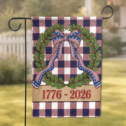 Laurel Wreath Stars & Stripes Bow 1776-2026 - USA 250th Anniversary Independence Day Gift for Veterans Garden Flag