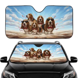 Basset Hounds Sunglasses Red Bows - Car Interior Upgrade Dog Lover Gift Car Sunshade