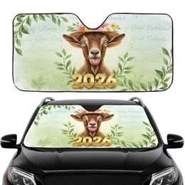 Funny Goat Tongue Out Straw Hat Flowers 2026 Calendar - Road Trip Gift for Goat Lovers Car Sunshade