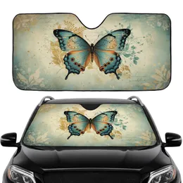 Intricate Butterfly Aged Script Antique Map Wildflowers - Car Interior Upgrade Car Sunshade